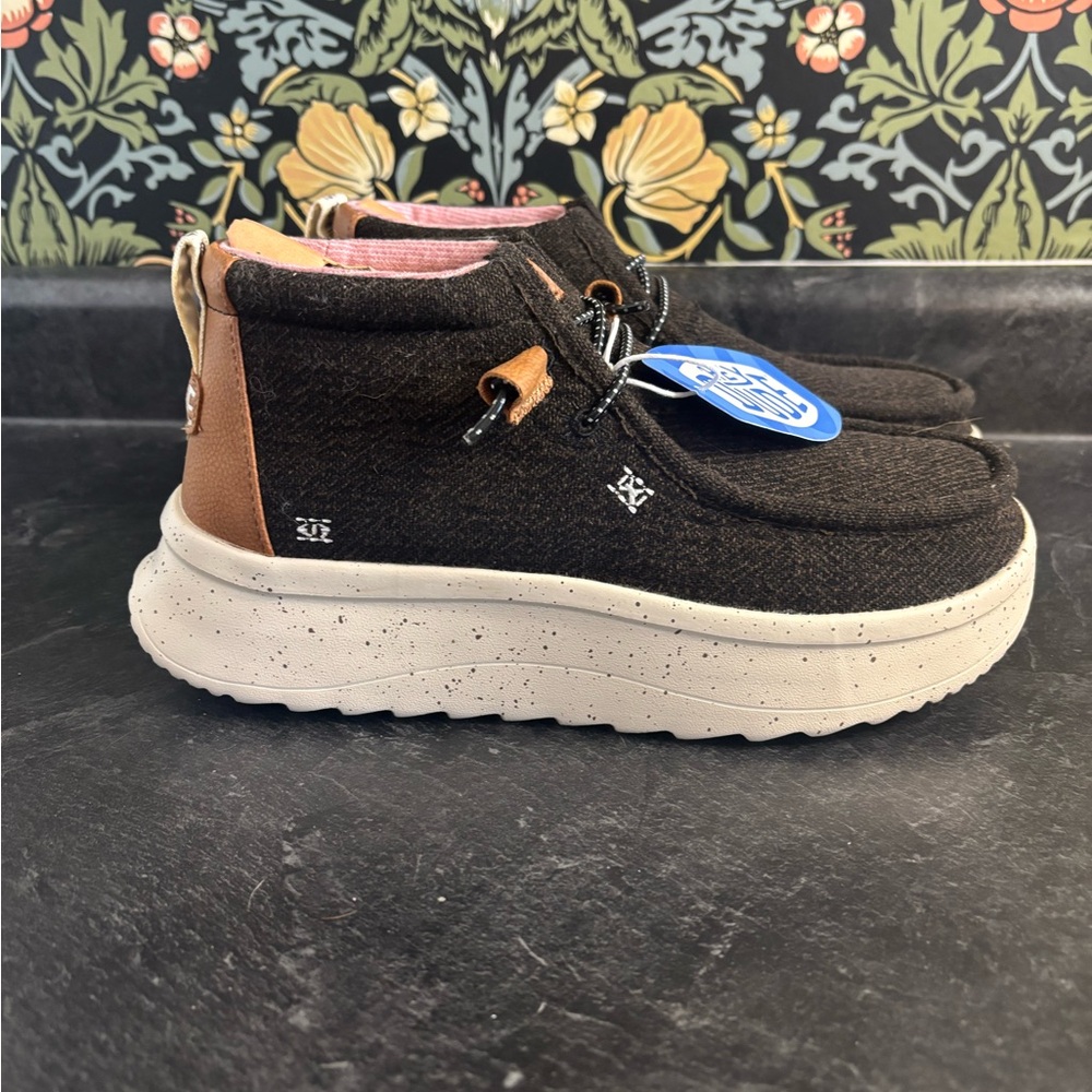 Hey Dude Wendy hi platform wool brown slip on booties sz 10 NEW read